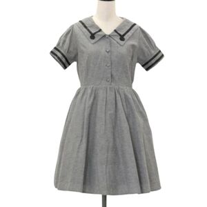 ANK‎ ROUGE Jfashion gray blue sailor style kawaii short sleeve dress M